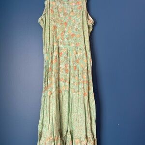 Art Class Textured Knit Fabric in Mint and Peach